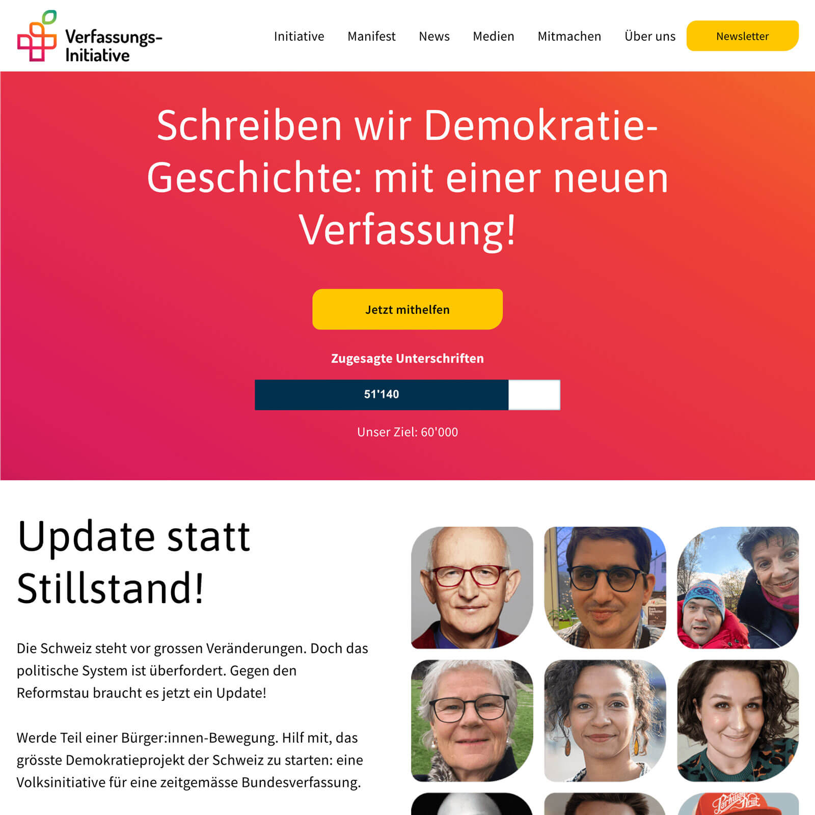 Screenshot der Startseite der Verfassungs-Initiative